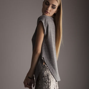 NWT Gray Side Slit Tee Shirt